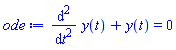 diff(diff(y(t), t), t)+y(t) = 0