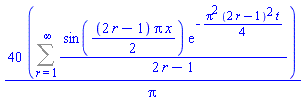 40*(Sum(sin((1/2)*(2*r-1)*Pi*x)*exp(-(1/4)*Pi^2*(2*r-1)^2*t)/(2*r-1), r = 1 .. infinity))/Pi