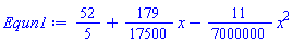 52/5+(179/17500)*x-(11/7000000)*x^2