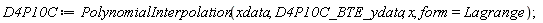 D4P10C := PolynomialInterpolation(xdata, D4P10C_BTE_ydata, x, form = Lagrange)