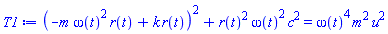 (-m*omega(t)^2*r(t)+k*r(t))^2+r(t)^2*omega(t)^2*c^2 = omega(t)^4*m^2*u^2