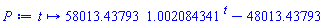 proc (t) options operator, arrow; 58013.43793*1.002084341^t-48013.43793 end proc