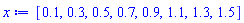 [.1, .3, .5, .7, .9, 1.1, 1.3, 1.5]
