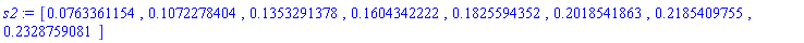 [0.763361154e-1, .1072278404, .1353291378, .1604342222, .1825594352, .2018541863, .2185409755, .2328759081]