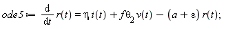 ode5 := diff(r(t), t) = eta*i(t)+f*theta[2]*v(t)-(a+epsilon)*r(t);