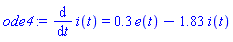 diff(i(t), t) = .3*e(t)-1.83*i(t)