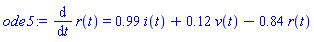 diff(r(t), t) = .99*i(t)+.12*v(t)-.84*r(t)