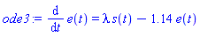 diff(e(t), t) = lambda*s(t)-1.14*e(t)
