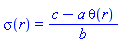 sigma(r) = (c-a*theta(r))/b