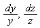 dy/y, dz/z