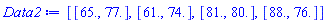 [[65., 77.], [61., 74.], [81., 80.], [88., 76.]]
