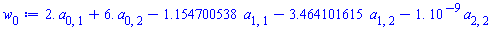 2.*a[0, 1]+6.*a[0, 2]-1.154700538*a[1, 1]-3.464101615*a[1, 2]-0.1e-8*a[2, 2]