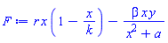 r*x*(1-x/k)-beta*x*y/(x^2+a)