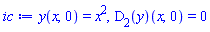 y(x, 0) = x^2, (D[2](y))(x, 0) = 0
