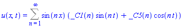 u(x, t) = Sum(sin(n*x)*(_C1(n)*sin(n*t)+_C5(n)*cos(n*t)), n = 1 .. infinity)