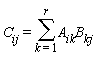 C__ij = sum(A__ik*B__kj, k = 1 .. r)