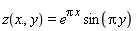 "z(x.,y)=e^(Pi x) sin(Pi y)"