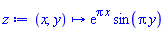proc (x, y) options operator, arrow; exp(Pi*x)*sin(Pi*y) end proc