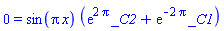 0 = sin(Pi*x)*(exp(2*Pi)*_C2+exp(-2*Pi)*_C1)