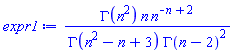 GAMMA(n^2)*n*n^(-n+2)/(GAMMA(n^2-n+3)*GAMMA(n-2)^2)