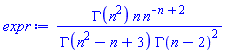 GAMMA(n^2)*n*n^(-n+2)/(GAMMA(n^2-n+3)*GAMMA(n-2)^2)