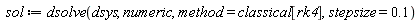 sol := dsolve(dsys, numeric, method = classical[rk4], stepsize = .1)