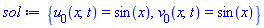{u[0](x, t) = sin(x), v[0](x, t) = sin(x)}