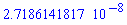 0.27186141816874231204810584779132022747218897494844e-7