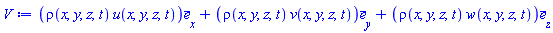 Vector(3, {(1) = rho(x, y, z, t)*u(x, y, z, t), (2) = rho(x, y, z, t)*v(x, y, z, t), (3) = rho(x, y, z, t)*w(x, y, z, t)})