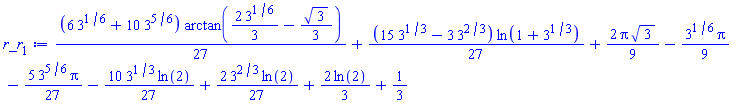 (1/27)*(6*3^(1/6)+10*3^(5/6))*arctan((2/3)*3^(1/6)-(1/3)*3^(1/2))+(1/27)*(15*3^(1/3)-3*3^(2/3))*ln(1+3^(1/3))+(2/9)*Pi*3^(1/2)-(1/9)*3^(1/6)*Pi-(5/27)*3^(5/6)*Pi-(10/27)*3^(1/3)*ln(2)+(2/27)*3^(2/3)*ln(2)+(2/3)*ln(2)+1/3