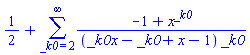 1/2+sum((-1+x^_k0)/((_k0*x-_k0+x-1)*_k0), _k0 = 2 .. infinity)