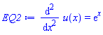 diff(diff(u(x), x), x) = exp(x)