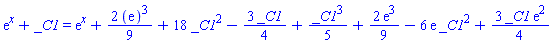 exp(x)+_C1 = exp(x)+(2/9)*(exp(1))^3+18*_C1^2-(3/4)*_C1+(1/5)*_C1^3+(2/9)*exp(3)-6*exp(1)*_C1^2+(3/4)*_C1*exp(2)