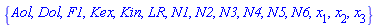 {Aol, Dol, F1, Kex, Kin, LR, N1, N2, N3, N4, N5, N6, x[1], x[2], x[3]}