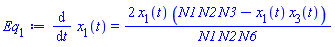 diff(x[1](t), t) = 2*x[1](t)*(N1*N2*N3-x[1](t)*x[3](t))/(N1*N2*N6)