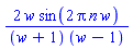 2*w*sin(2*Pi*n*w)/((w+1)*(w-1))