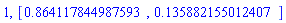 1, [HFloat(0.8641178449875935), HFloat(0.13588215501240694)]