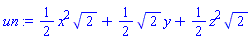 (1/2)*x^2*2^(1/2)+(1/2)*2^(1/2)*y+(1/2)*z^2*2^(1/2)