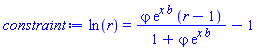 ln(r) = varphi*exp(x*b)*(r-1)/(1+varphi*exp(x*b))-1