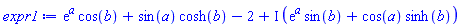 exp(a)*cos(b)+sin(a)*cosh(b)-2+I*(exp(a)*sin(b)+cos(a)*sinh(b))
