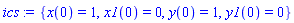 {x(0) = 1, x1(0) = 0, y(0) = 1, y1(0) = 0}