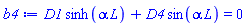 D1*sinh(alpha*L)+D4*sin(alpha*L) = 0