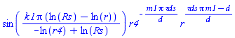 sin(k1*Pi*(ln(Rs)-ln(r))/(-ln(r4)+ln(Rs)))*r4^(-m1*Pi*`&tau;ds`/d)*r^((`&tau;ds`*Pi*m1-d)/d)
