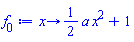 proc (x) options operator, arrow, function_assign; (1/2)*a*x^2+1 end proc