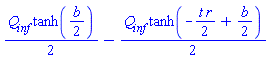 (1/2)*Q[inf]*tanh((1/2)*b)-(1/2)*Q[inf]*tanh(-(1/2)*t*r+(1/2)*b)
