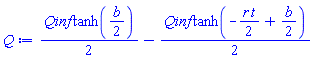 (1/2)*Qinf*tanh((1/2)*b)-(1/2)*Qinf*tanh(-(1/2)*r*t+(1/2)*b)