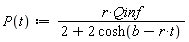 "P(t):=(r*Qinf)/(2+2 cosh(b-r*t))"