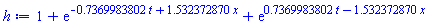 1+exp(-.7369983802*t+1.532372870*x)+exp(.7369983802*t-1.532372870*x)