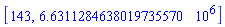 [143, 6631128.4638019735570]