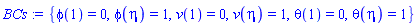 {phi(1) = 0, phi(eta) = 1, v(1) = 0, v(eta) = 1, theta(1) = 0, theta(eta) = 1}